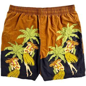 Vtg Tommy Bahama Board Shorts Mens L 34x6.5 Hula Girls Lined Hawaiian Aloha Surf